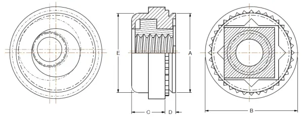 Self-Clinching Floating Nuts - Series CFAS, CFAC diagram