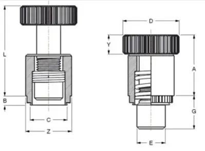 Self-Clinching Spring Loaded Plungers - Series CPN, CPR diagram