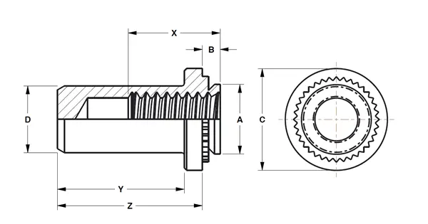 Self-Clinching Blind Press Nuts -</br>Series CFB, CFBS diagram