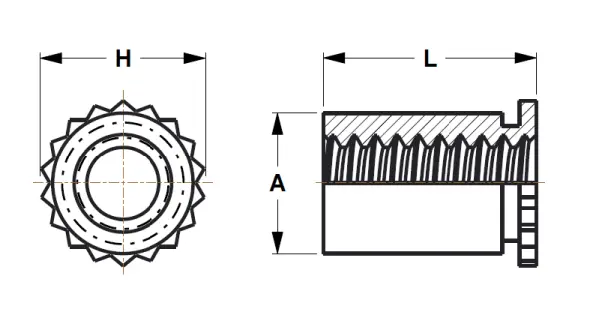 Miniature Self-Clinching Standoffs - Series CF40, CF40S diagram