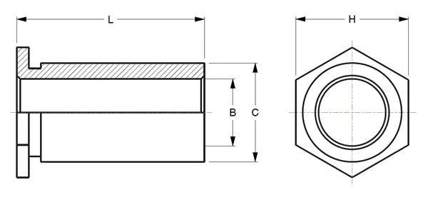 Self-Clinching Unthreaded Thru-Hole Standoffs - Series CFSO, CFSOS, CFSOA diagram